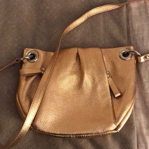 Rose gold leather crossbody bag